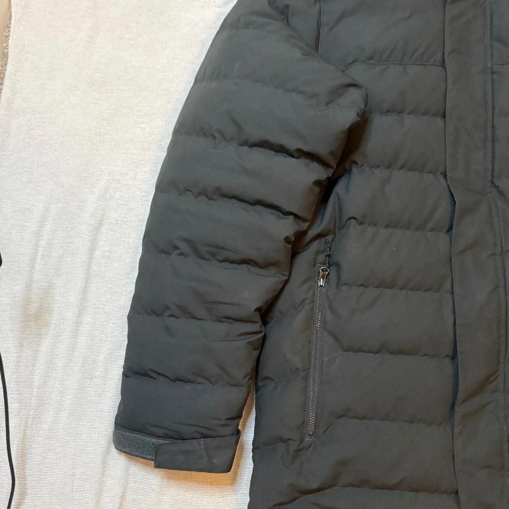 Eddie Bauer Puffer Parka Men XL Black Hooded Down Insulated Winter Jacket heavy